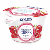 Kolios Authentic Pomegranate & Raspberry Greek Yoghurt, 150g, fat-free and crafted in Greece, offers a delightful blend of flavors.